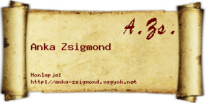 Anka Zsigmond névjegykártya